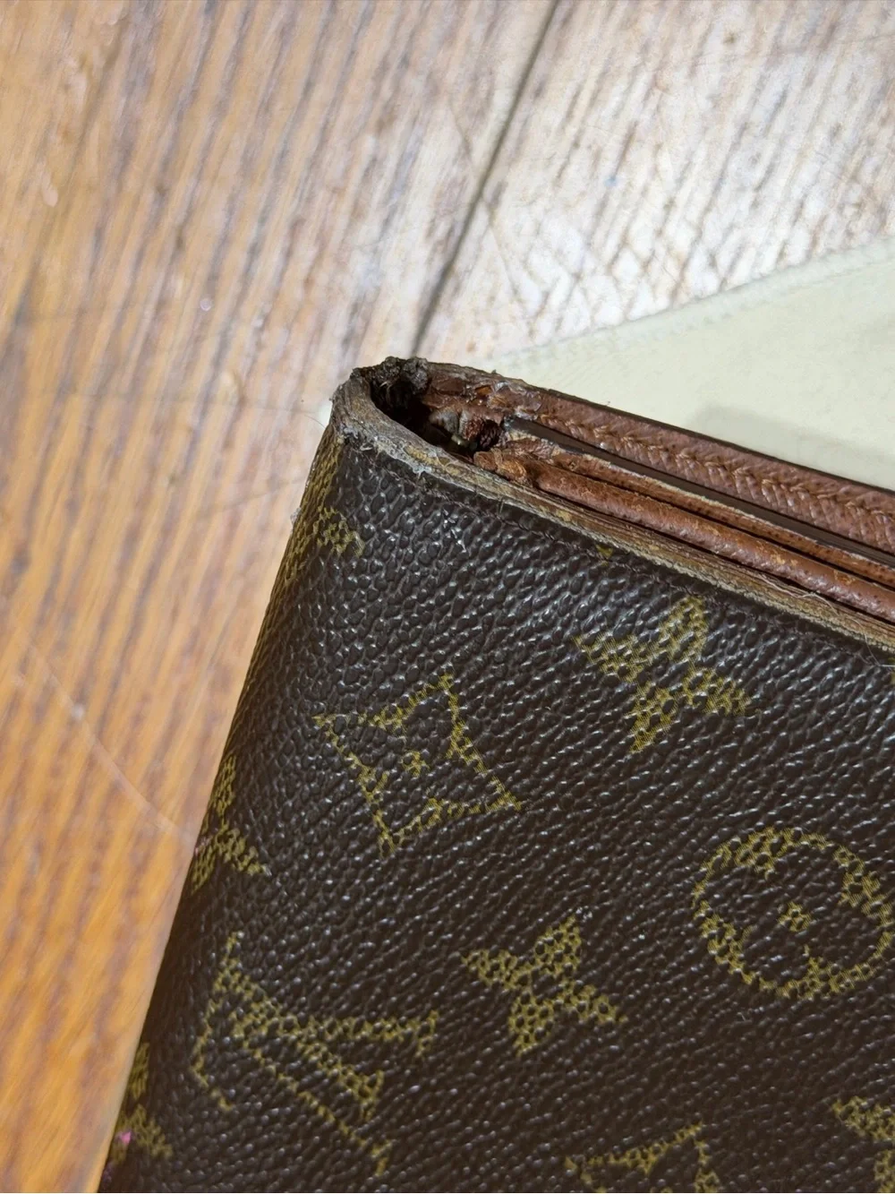 Louis Vuitton Vintage Monogram Trifold Wallet Brown Canvas Made in France
